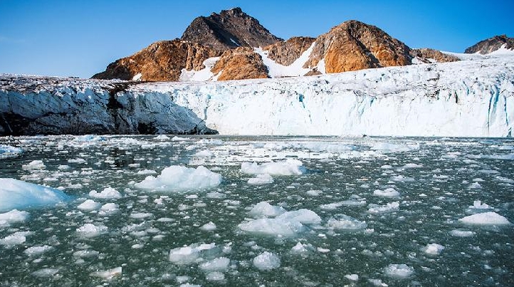 Bergy bits and growlers floating in front of Apusiajik glacier near Kulusuk on the southeastern shore of Greenland. AFP