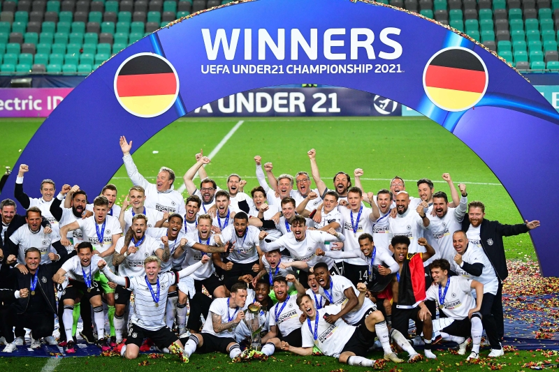 即使这届赛会征途不顺，德国最终仍成功达成连续3届挺进U21欧洲杯决赛，并夺得2冠的伟业。（法新社照片）