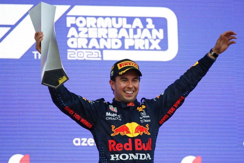 红牛车手佩雷兹在阿塞拜疆站F1大赛车收获职业生涯第2个分站冠军，这也是他加盟红牛车队后的首个分站冠军。（欧新社照片）