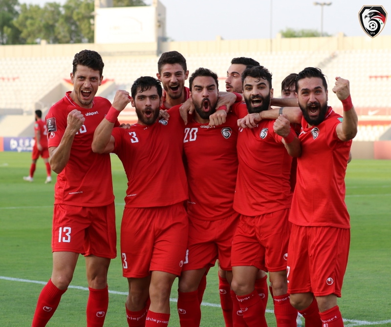 叙利亚在A组前7战全胜后，提前报到世界杯入选赛第3圈。（叙利亚足总脸书照片）
