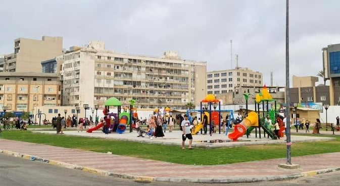 Four years ago, Tripoli authorities decided to turn the former barracks into a public park with five-a-side football fields, running and cycling tracks, picnic tables, a play area for children and grassy sections. AFP