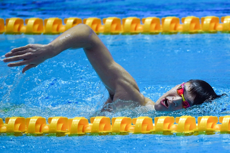 孙杨曾在国际泳坛创造无数的辉煌战绩、包括世锦赛男400公尺自由泳3连冠，如今其运动生涯却因禁赛而遭遇毁灭性的打击。（法新社照片）