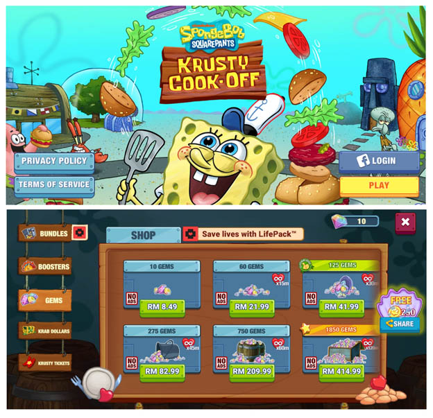 在《SpongeBob: Krusty Cook-Off》的游戏当中，购买道具时就会看到“LifePack”标志。“LifePack”声称可与任何平台、类型的游戏合作，所筹到的资金将100%用来购买RUTF和分发给需要的孩童。