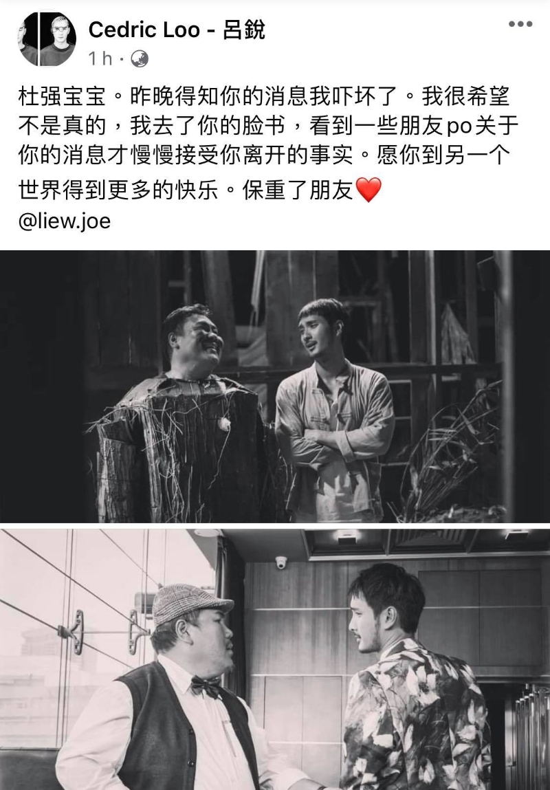 吕锐和Joe Liew在贺岁片《大地回春》结缘，获悉对方离世的噩耗也直言不能接受。