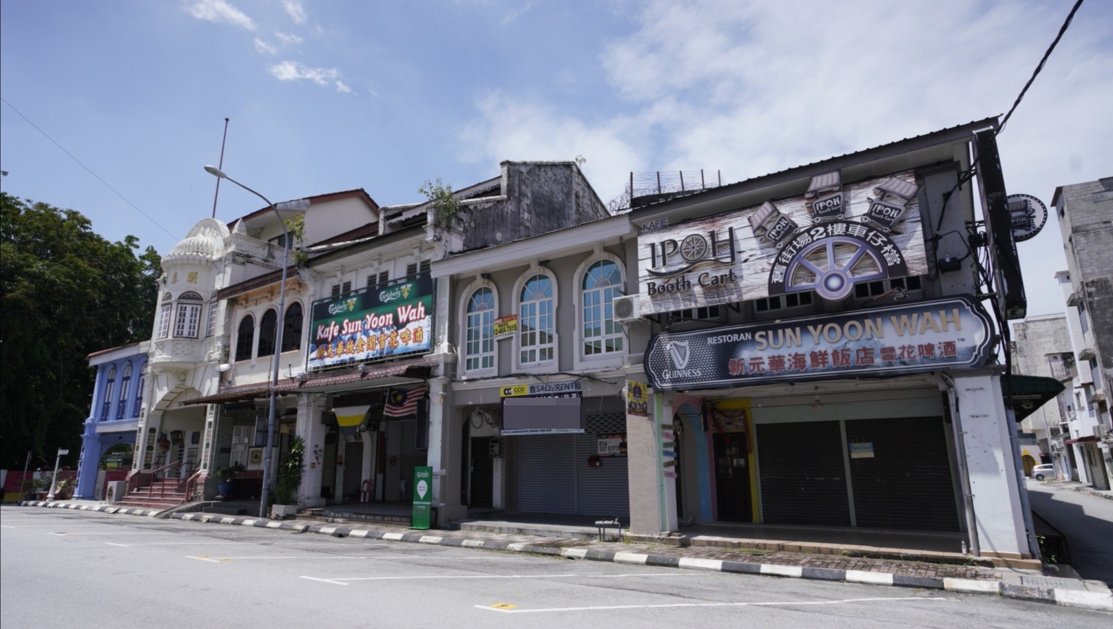 原本热门的旅游区怡保旧街场，也受到疫情的冲击而可以看到空置的店铺准备出租。