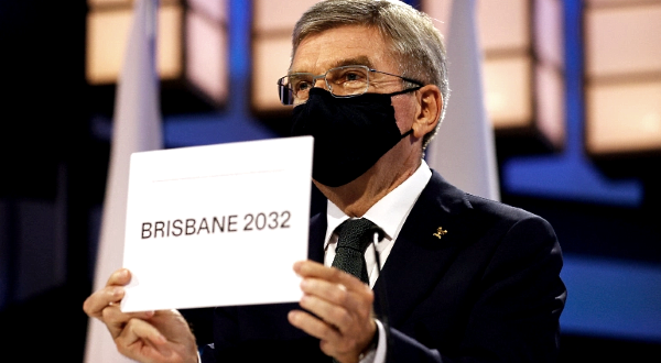 IOC president Thomas Bach announces Brisbane as the 2032 Summer Olympics host city during the 138th IOC Session in Tokyo. AFP