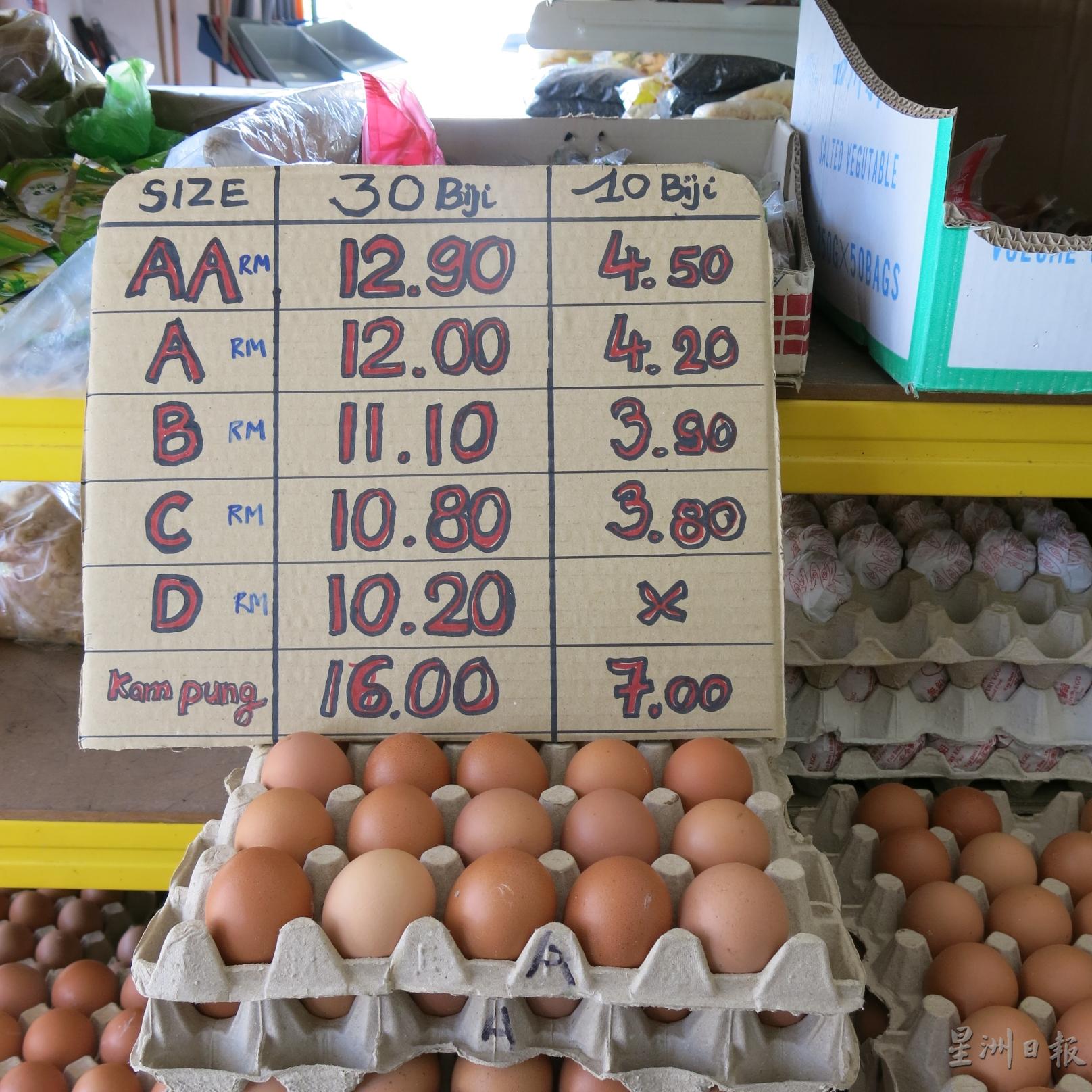 不同级别的鸡蛋有不同的价格，零售商店售卖鸡蛋，价格也稍有不同。