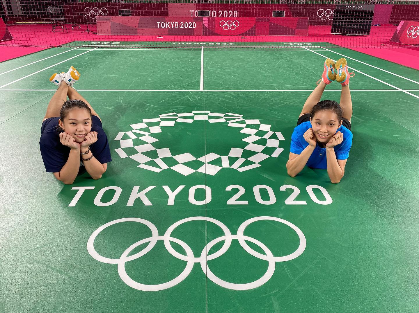 由于周六一早就有重要战役，邹美君（右）与李明晏将不会出席东京奥运会开幕式，以好好休息，她们在羽球揭幕战将硬碰格蕾茜雅与阿布丽雅妮。（李明晏脸书照片）

