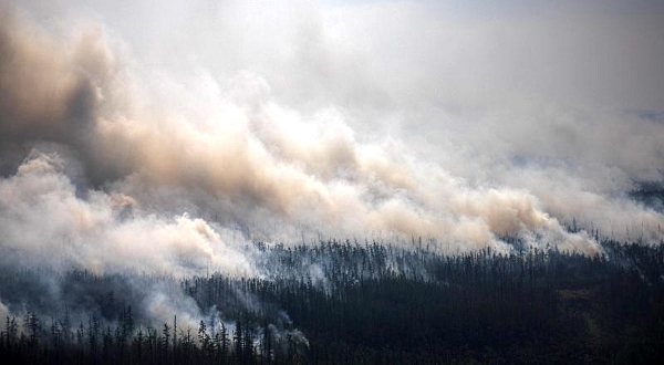 Smoke rises from a huge forest fire in Siberia. AFP