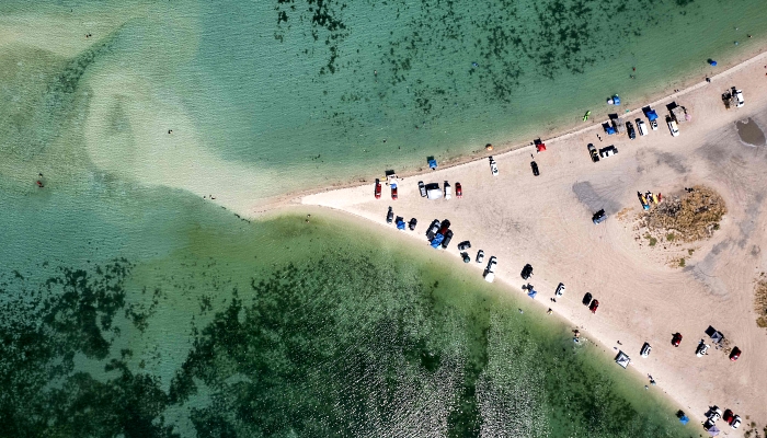 Aerial view of visitors at El Requeson beach on the Sea of Cortez near Mulege, South Baja California state, Mexico. AFP Aerial view of visitors at El Requeson beach on the Sea of Cortez near Mulege, South Baja California state, Mexico. AFP