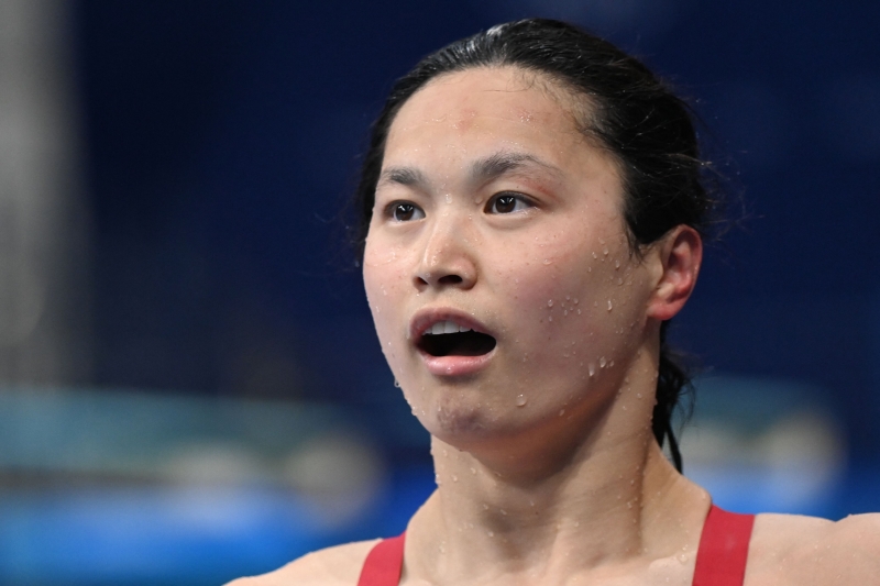 麦克妮尔上月26日在100公尺蝶式比赛中，击败中国选手张雨霏，替加拿大拿下金牌。（图：法新社）
